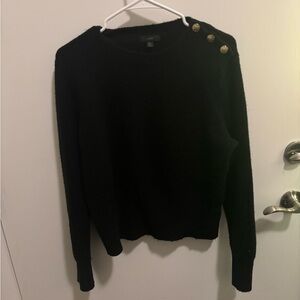 JCREW crewneck sweater XL in black with gold shoulder buttons